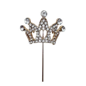 Curved Gold Rhinestone Crown Brooch