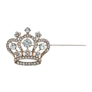 Gold Rhinestone Crown Brooch
