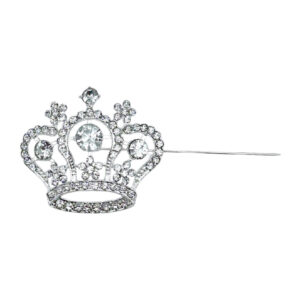 Silver Rhinestone Crown Brooch